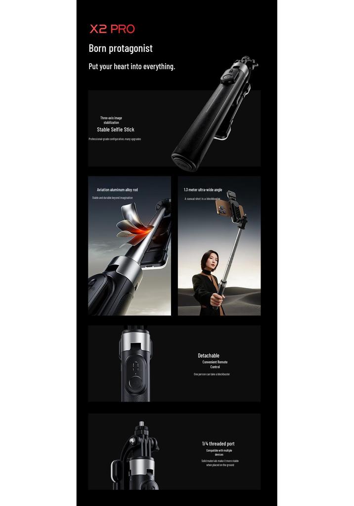 2026 Travel Selfie Stick with 1.3m Retractable Live Broadcast Tripod