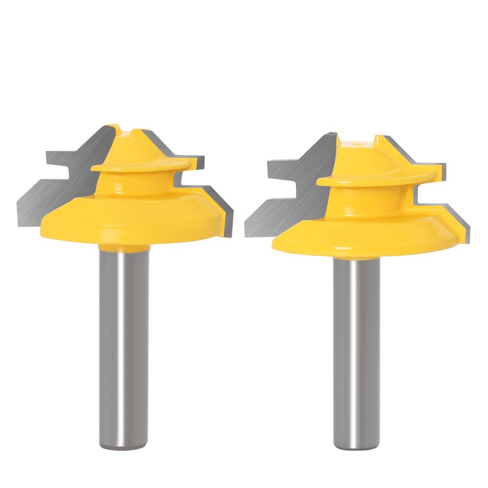 3-Piece 8-Tooth 45° Tenon Joint Panel & Splicing Cutter Router Bit Set