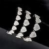 2pcs/set Heart Shaped Cubic Inlaid Necklace Set, 10mm Full Necklace For Personalized Style, Cross-border New Arrival