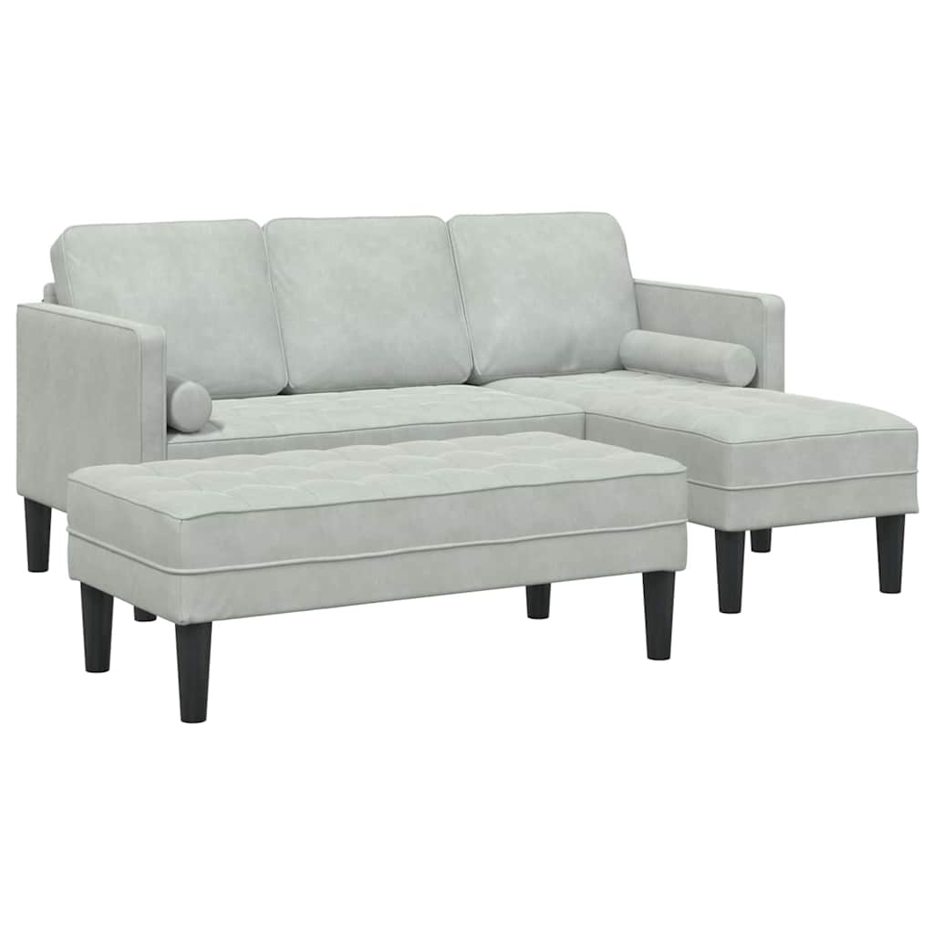 2 Piece Sofa Set with Cushions Light Grey Polyester