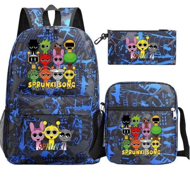Anime Cartoon Backpack Sprunki Large Capacity Primary School Student Schoolbag Satchel Pencil Case