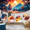 Obsecolors Sun Forest Mountain Tapestry Trippy Sun Tapestry Hippie Nature Landscape Tapestries Aesthetic Sunset Magic River Tapestries Wall Hanging