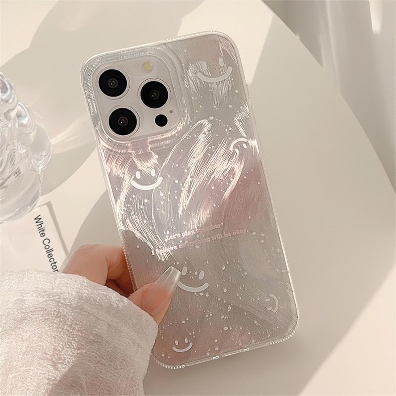 Ins Korea Cute Smile & Stars Phone Case For Samsung Galaxy S24 Ultra S23 FE S22 S21 Plus A15 A35 A55 A34 A54 A14 A53 A52 Cover