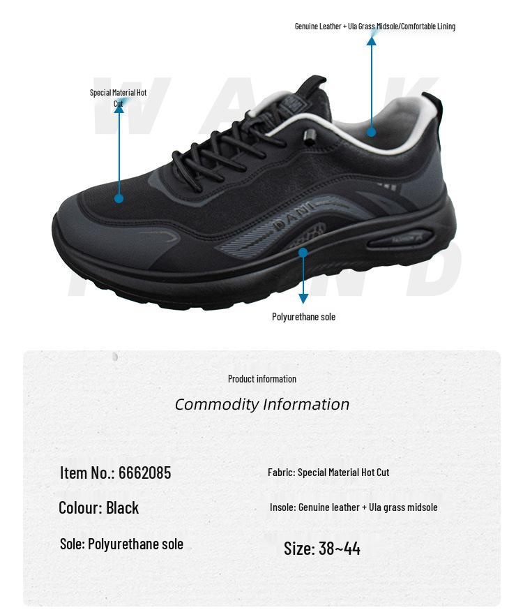 Automne/Hiver Chaussures de Course Décontractées d'Extérieur à Semelles Épaisses Noires pour Homme - Imperméables & Polyvalentes