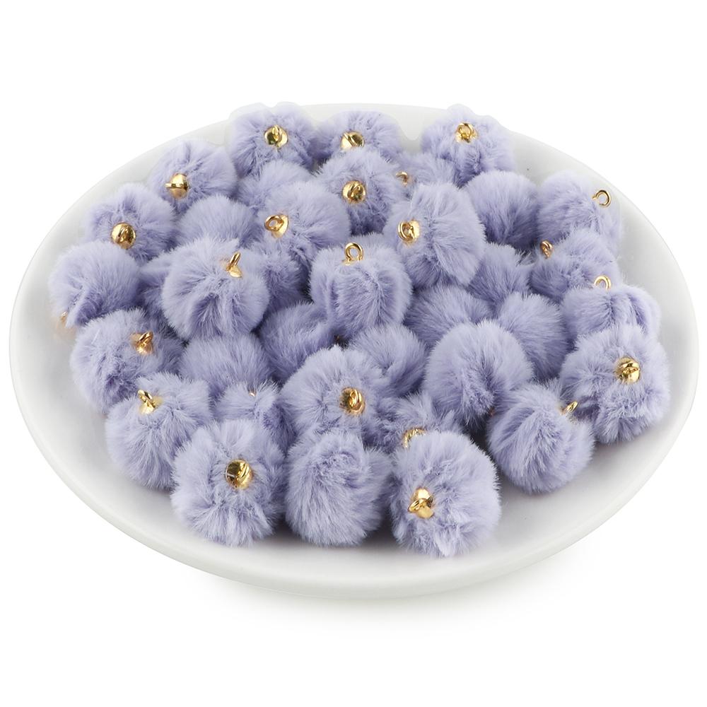 20pcs Plush Fur Cover Ball Beads Charms Cute Bead Pendant for DIY Jewelry Making Accessories Handmade Earring Bracelet