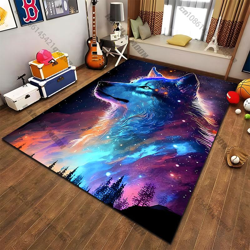 Wolves snow forestcarpet Yoga living room room decor children's crawling mat doormat area rug games floor mat