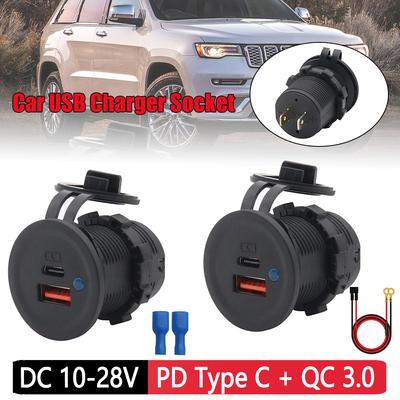 DC 10-28V Υποδοχή Φορτιστή Αυτοκινήτου USB Γρήγορη Φόρτιση Τύπου C PD QC 3.0 Φορτιστής Πρίζα Ρεύματος Προσαρμογέας Φόρτισης για Αυτοκίνητο Μοτοσικλέτα ATV RV
