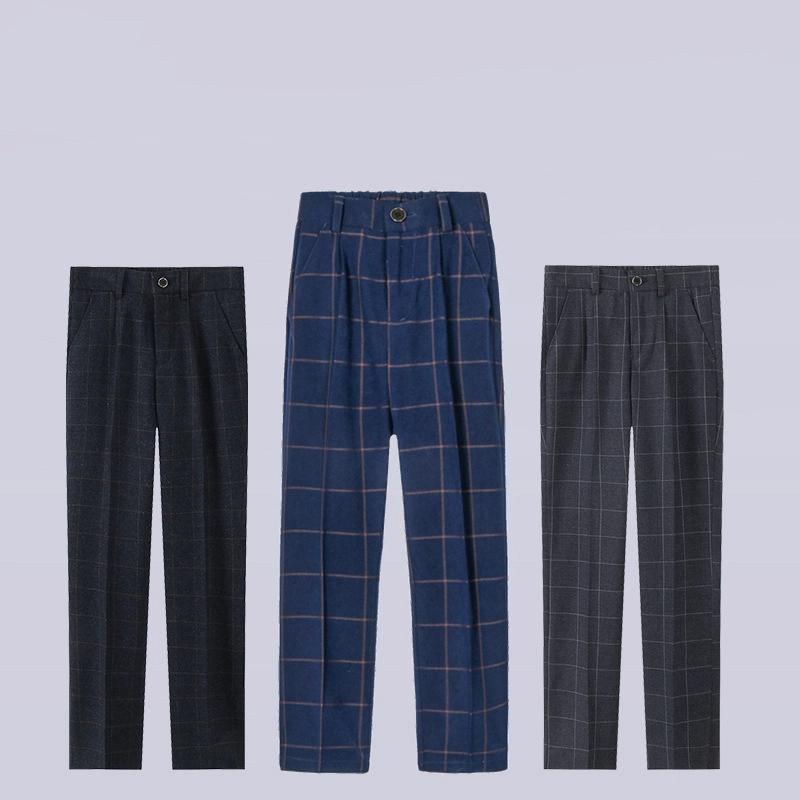 

Boys Black Trousers Children s Long Trousers Piano Performance Clothes College Navy Blue Plaid Pure Black Suit Pants 110CM чорний
