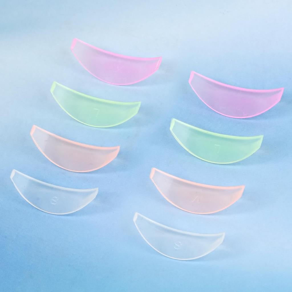 LZM Eyelash Perm No Glue Silicone 4 Pairs Rods, Self-Perm, Required, Pads, Adhesive, Soft, Reusable,