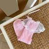 Fashionable Ruffle Mesh Splicing Ankle Socks with Bows Detail Breathable Elegant Solid Color Middle Tube Socks for Women
