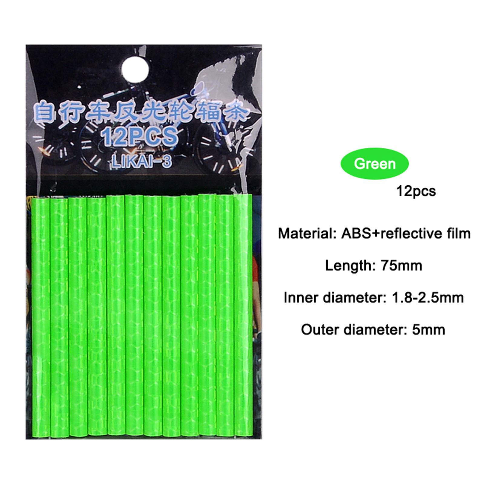 

12 шт., велосипедное колесо, спицы, отражатель, светоотражающее крепление, зажим для трубки, велосипедные предупреждающие полоски One Size зелёный
