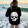 Women's Loose-Fit Halloween Skull Print Hoodie - New Winter Arrival