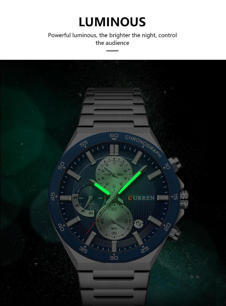CURREN Karuien 8481 Men's Steel Band Chronograph Quartz Sports Watch