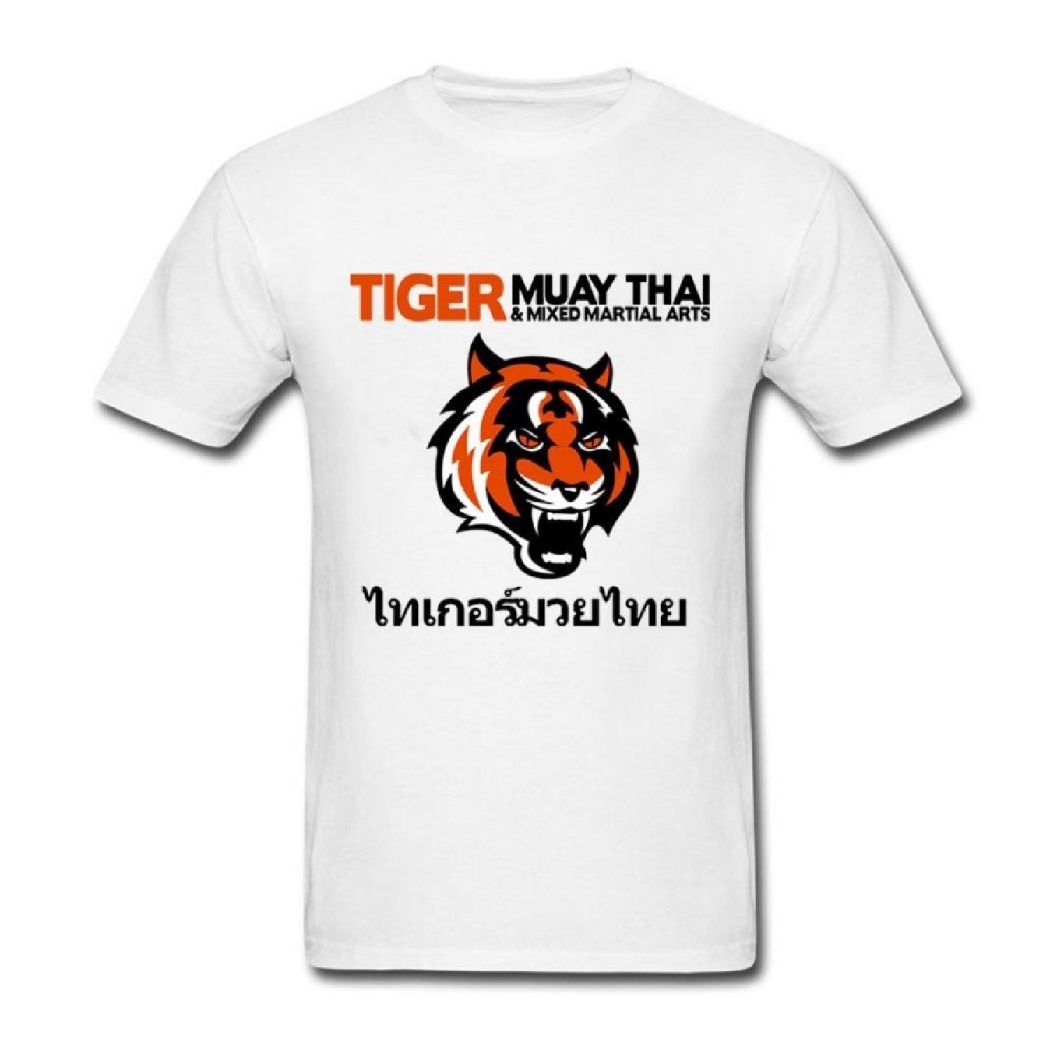 Мужская классическая белая футболка с принтом Tiger Muay Thai Kickboxing XS S