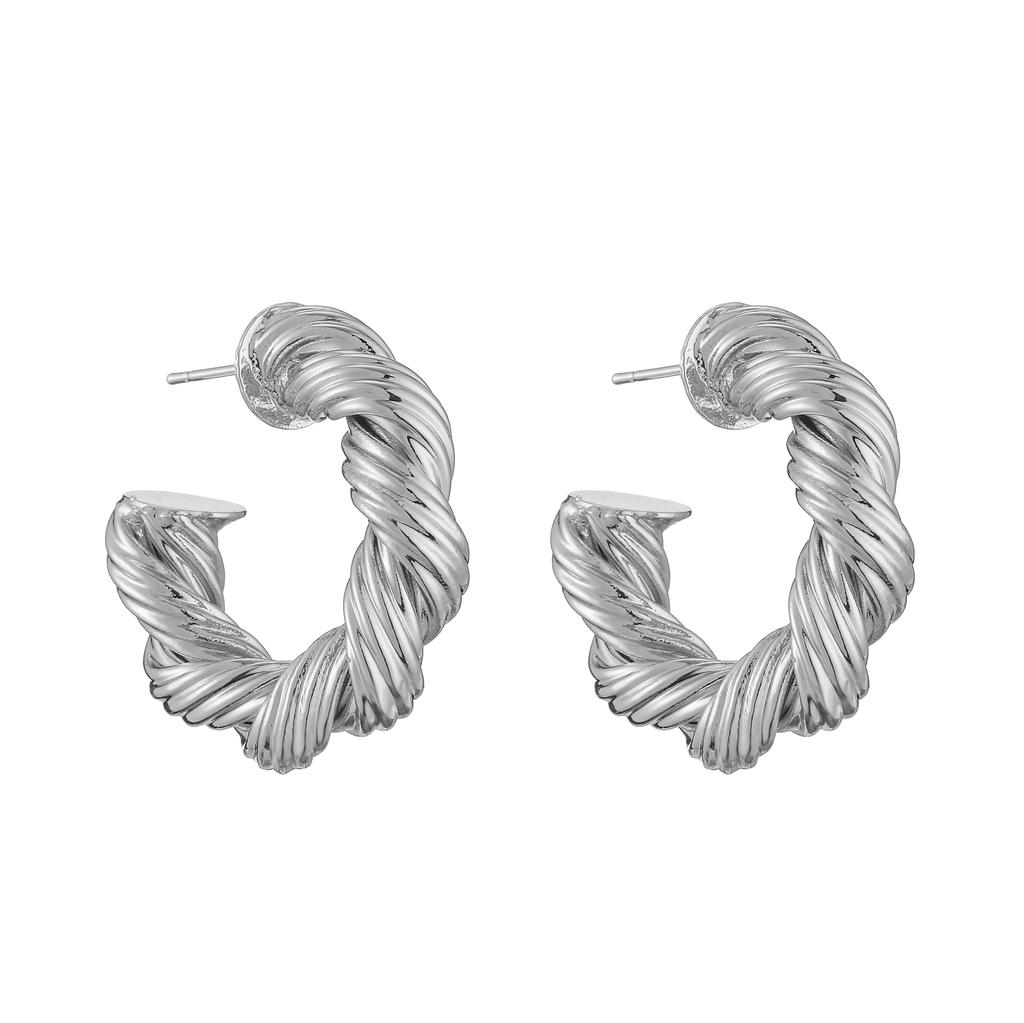 HECHENG,Punk Gold Plated Brass Earrings, Chunky Hoops for Women, Vintage Geometric Ear Buckle