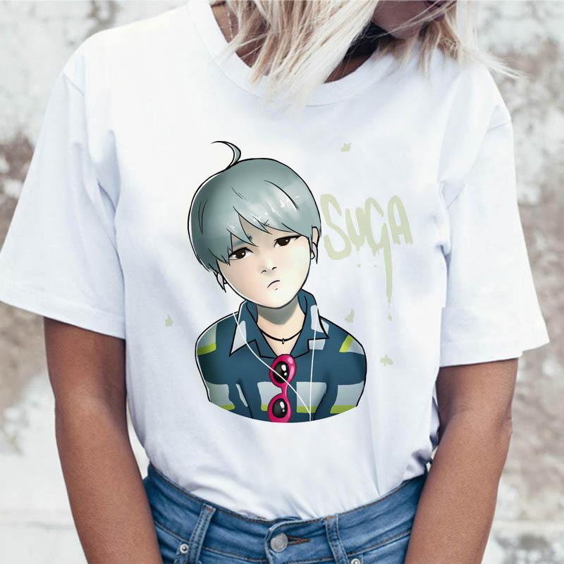 JIN SUGA J HOPE Women JIMIN V JUNGKOOK Top Kpop T Shirt Korean Pop Music Group Short Sleeve Shirt Funny Graphic Female Tee K-pop