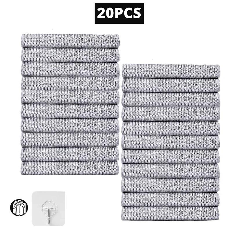 

20PCS Wire Dishwashing Rags for Wet and Dry Non-Scratch Steel Wool Scrubber Cleaning Pads Wipes Stainless Miracle Cloths Sponges Single Layer