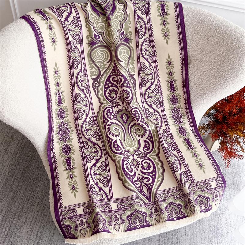 Luxury Brand Autumn Jacquard Cashmere Shawls for Women Wrap Warm Winter Pashmina Feel Scarves Print Design Lady Foulard Stoles
