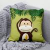 Cartoon Animal Zoo Hold Pillowcase Jungle  Green Leaf  Sofa Chair Cushion Cover Children's Room Home Decoration,(3)