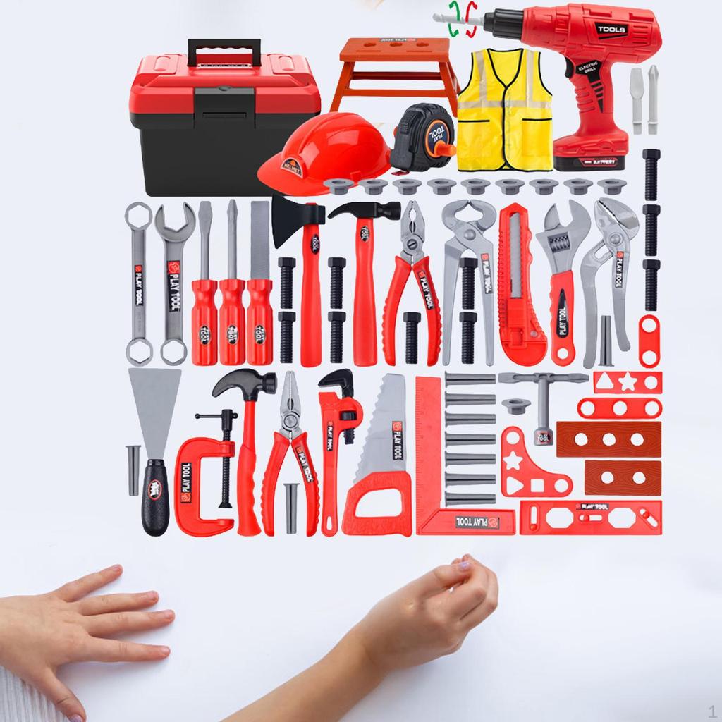 Zestaw narzędzi konstrukcyjnych dla dzieci z interaktywną skrzynką z zabawkami wiertarskimi