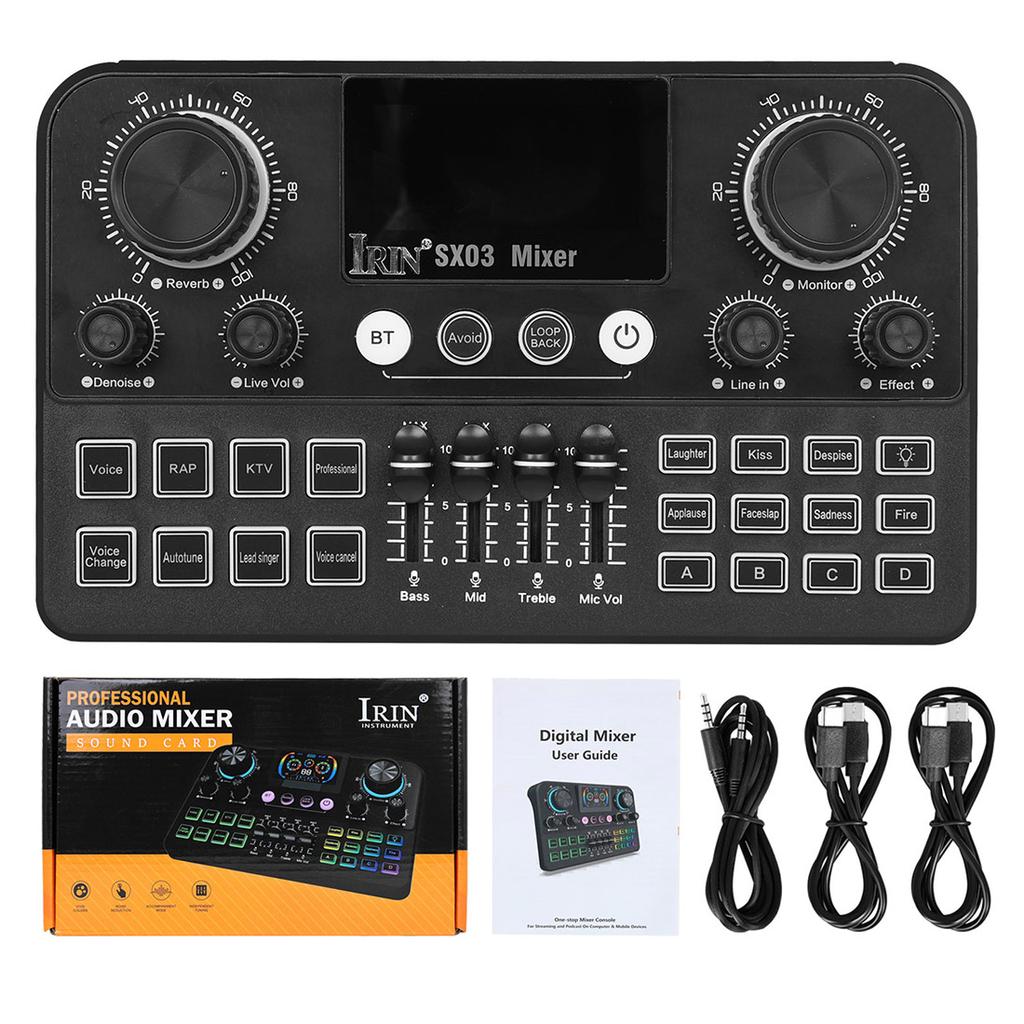 SX03 Live Sound Card Audio Mixer for Karaoke Broadcast KTV Singing Live Sound Mixer Podcast Equipment Bundle Sound Card Type-C