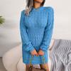Women's  And Winter Casual Dress Round Neck High Waist Bag Hip Sweater Dress