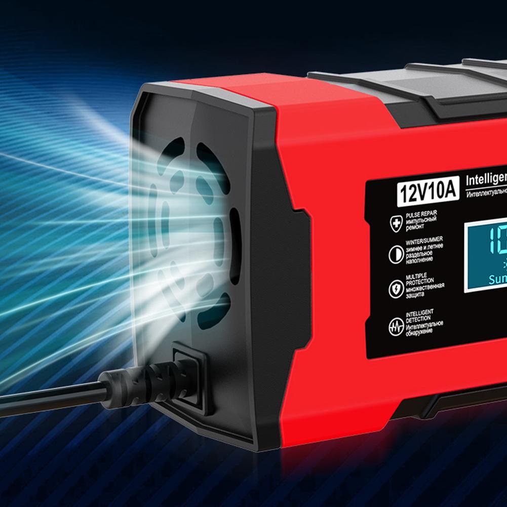 12V 10A Smart Fast Charger Touch Screen Pulse Repair Automatic Smart Battery Charger Digital LCD Display for Car Motorcycle