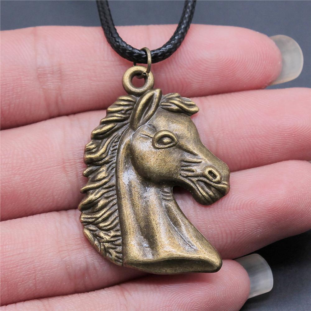 Animal Black Leather Necklace Elephant Wolf Dragon Horse Gecko Lizard Pendant Necklace For Women Men Boy Girls