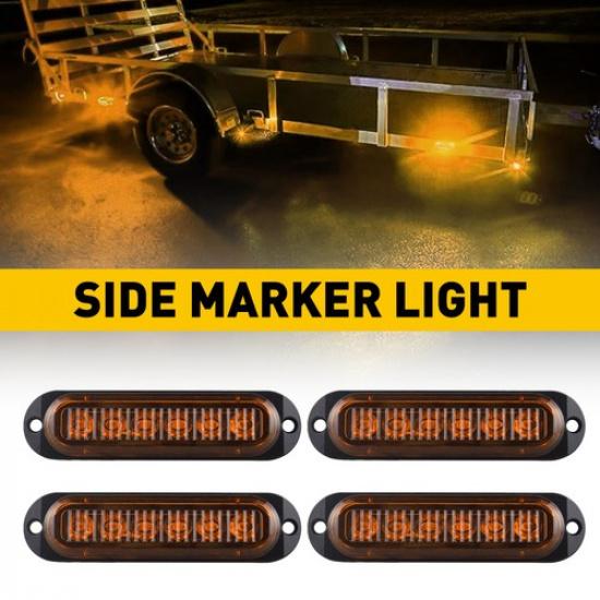 4X 6-LED Seitenmarkierungsleuchten Bernstein Blinkleuchten LKW Anhänger Wohnmobil Wasserdicht A