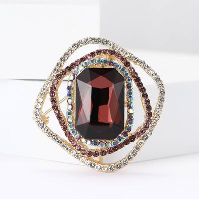 Broche quadrado de strass de liga criativa de alta qualidade, vestido feminino requintado e versátil, xale, peito, acessório de flor