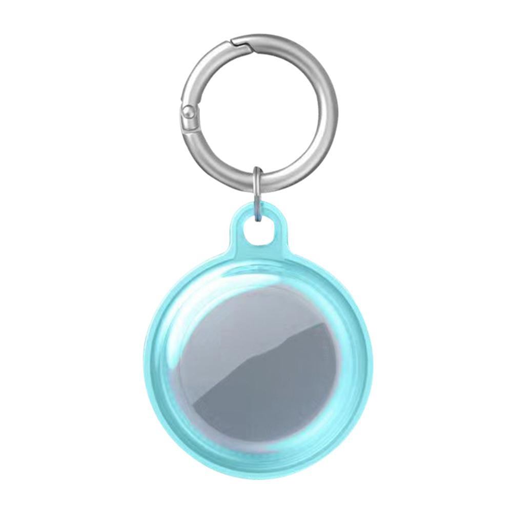 For Apple Airtag Cover TPU Protective Cover with Keychain (Transparent Blue)