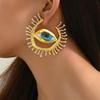Unique Alien Pupil Ear Drop Exaggerate Irregular Earwear Circular Blue Eye Ear Loop Big Hoop Earring Retro Jewelry