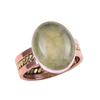Natural Prehnite Gemstone 925 Solid Sterling Silver Two Tone Ring Size 7.5 R6p73