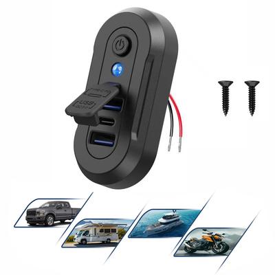 3-Port USB-Ladegerätesteckdose Dual 18W QC3.0 & 36W PD3.0 12/24V Auto Bus Boote Fahrzeug Universelles Wasserdichtes Ladegerät Netzteil