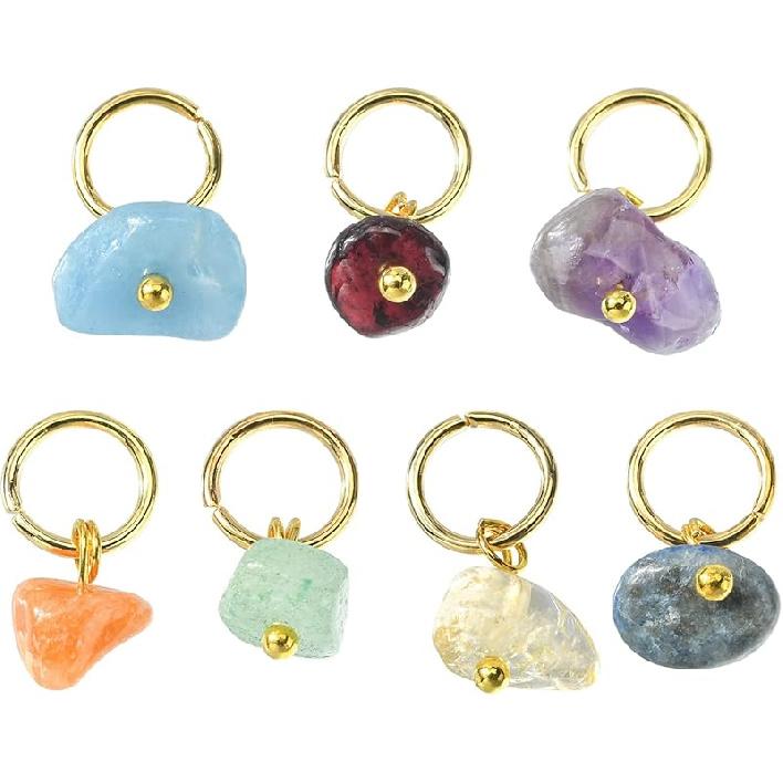 Ipotkitt 30 Pcs Natural Mixed Gemstone Connector Charms Sun Stone Charms Links Celestial Stone Charms for Jewelry Making DIY Craft Findings