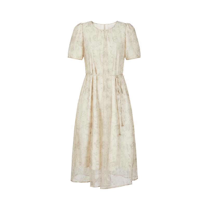 JOOZE ANNACO French Elegant Rhinestone Waist-Cinched Dress