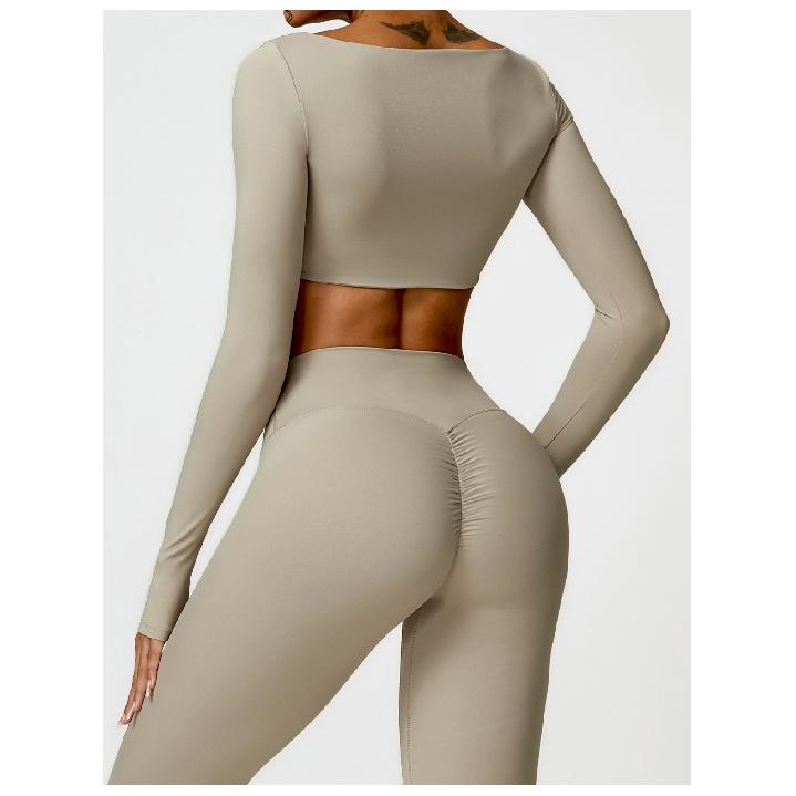 Winter Tight Long Sleeved Yoga Outdoor Running Fitness Sandblasting T-Shirt Long Sleeved Sports Top For Women