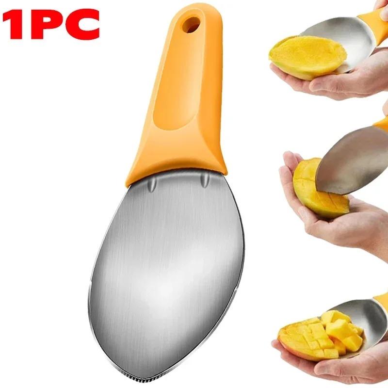 

3 шт., ложки для фруктов из нержавеющей стали, многофункциональный нож для резки манго, арбуза, слайсер для авокадо, сепаратор для пилинга, кухонные инструменты 1PCS
