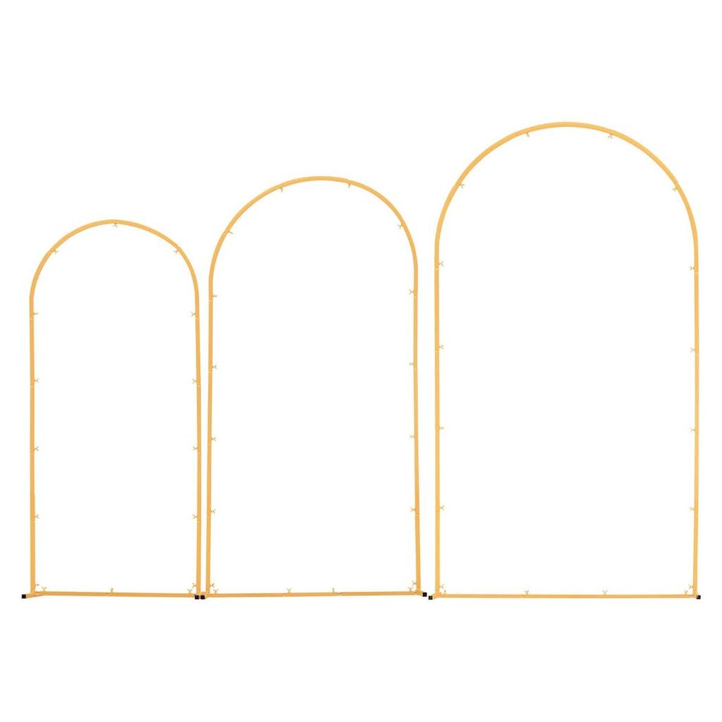 Arch Backdrop Stand, Set of 3, 2.2/2/1.8 m , Stable Structure, Easy Assembly, Gold Metal Arch Backdrop Stand for Wedding, Birthday Party, Graduation,
