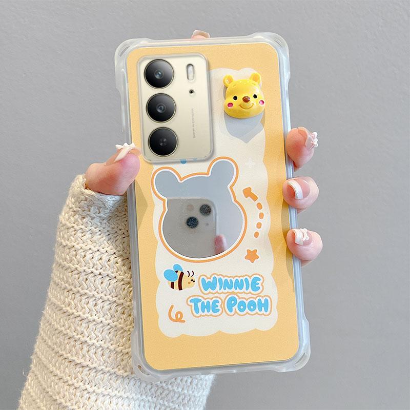 KEYSION Handyhülle mit Umhängeband für Realme C75 C75x Niedliche Cartoon-Lanyard-Spiegel-Stoßfeste Hülle für OPPO Realme C71