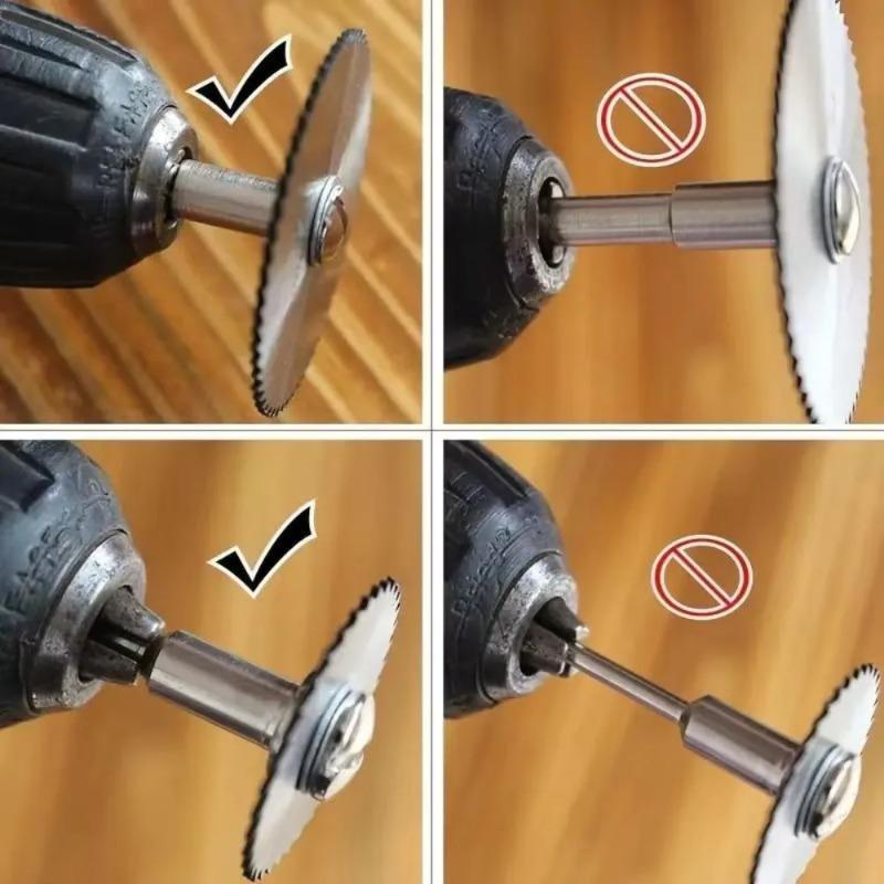 7Pcs Metal Cutting Disc Hss High Speed Steel Rotary Blade Wheel Discs Mandrel For Tools Wood Cutting Saw Dremel Cutter (3.175mm)