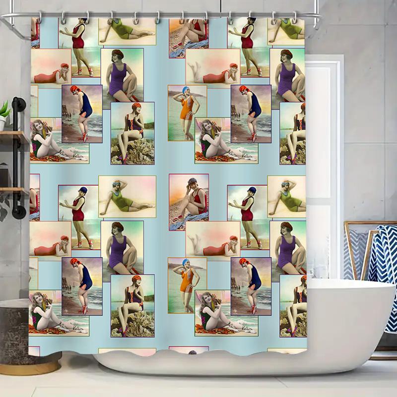 

Women S Vintage Swimwear Shower Curtain With Bath Decor Featuring Stylish Swimsuits From Different Eras Perfect For Adding A Tou W60H190(CM)-1 Pcs