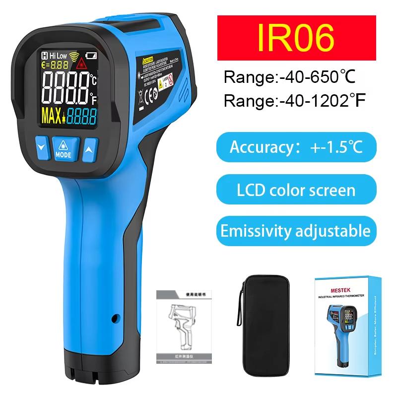 -50 To 800 Degree Mestek Digital Infrared Thermometer Laser Temperature Meter Non-contact Pyrometer Hygrometer IR Thermometer