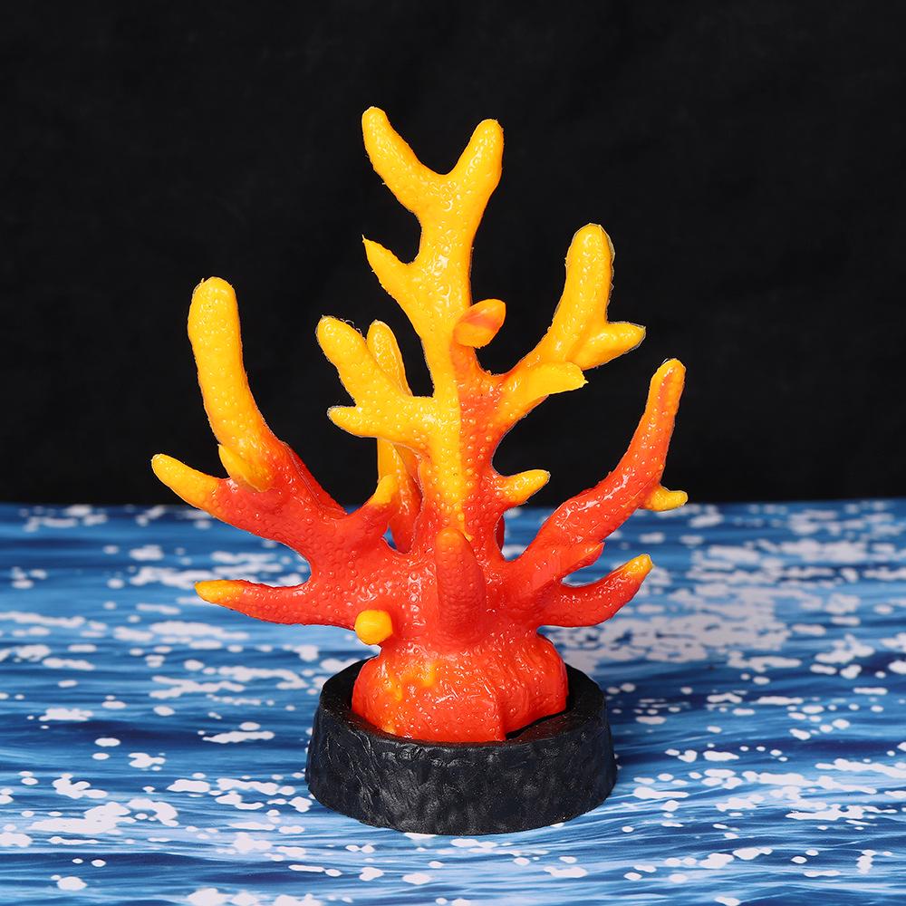 Ornamental Coral Fish Tank Decor: Ironwood Branch with Artificial Plants for Saltwater Aquarium Scenery