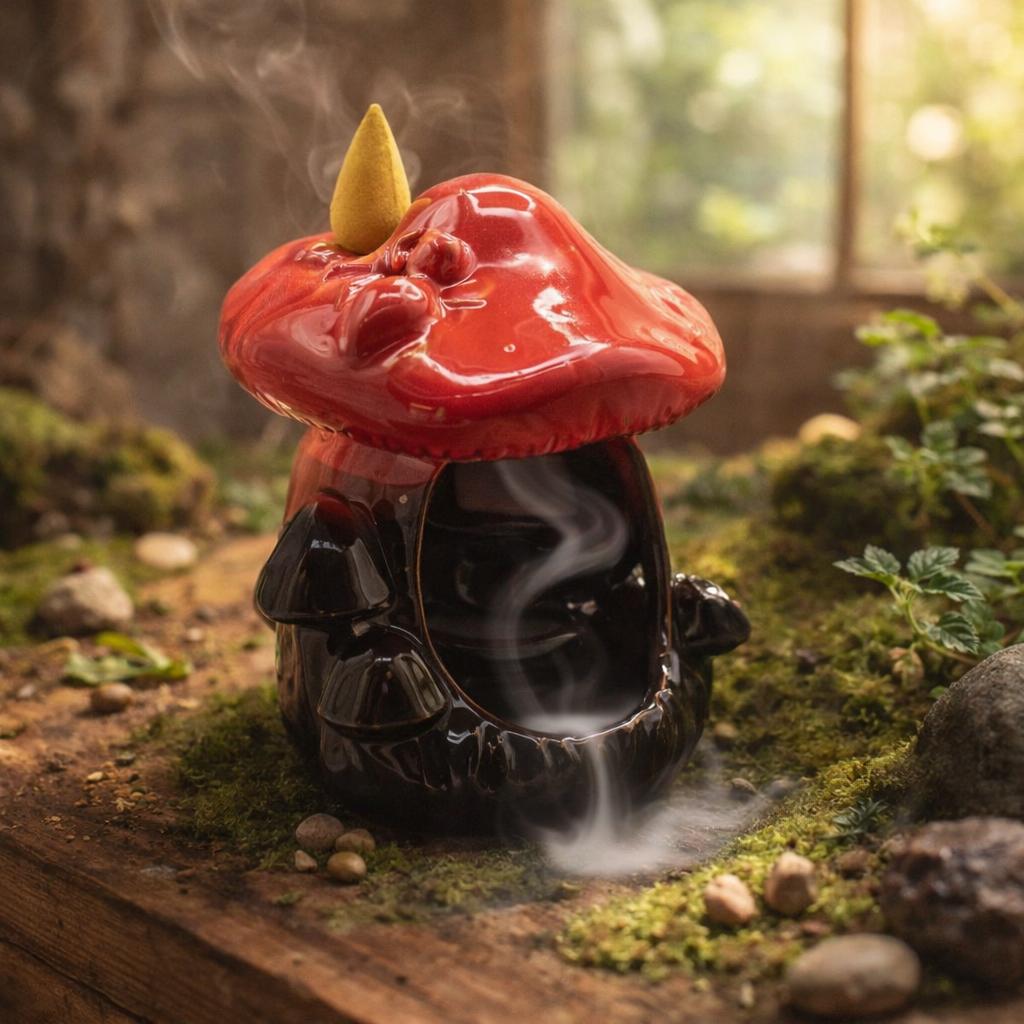 Backflow Incense Burner – Large Red Mushroom