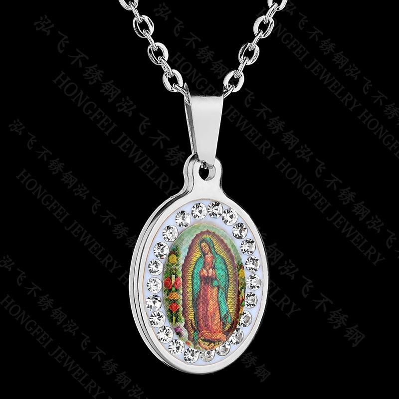 Europejsko-amerykański naszyjnik z żywicy epoksydowej z owalną zawieszką z portretem zdobioną diamentami