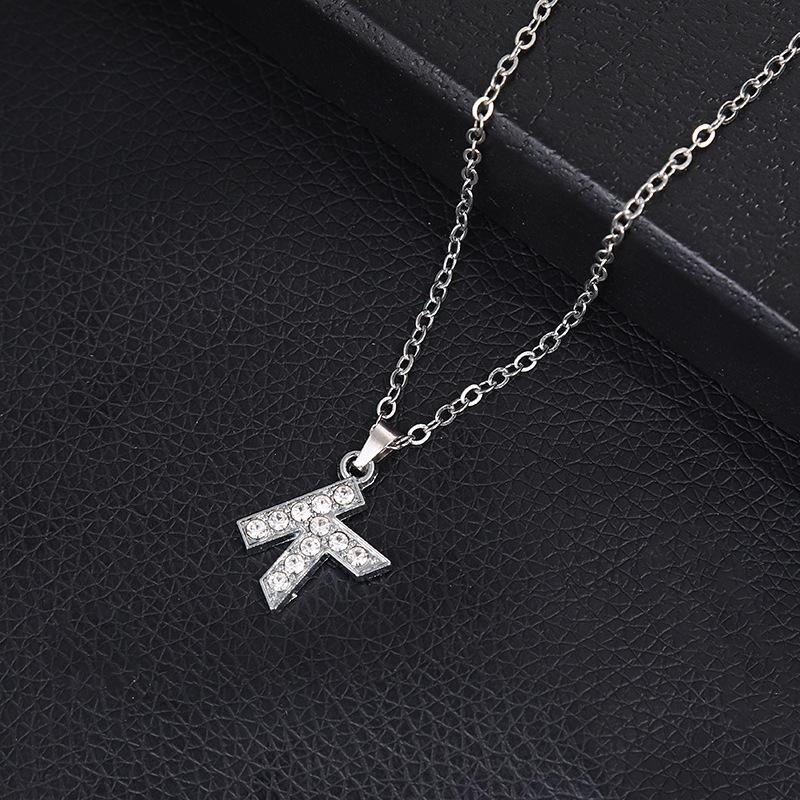 European & American Inlaid Rhinestone English Letter Choker Necklace for Women - Stainless Steel Pendant Jewelry Accessory
