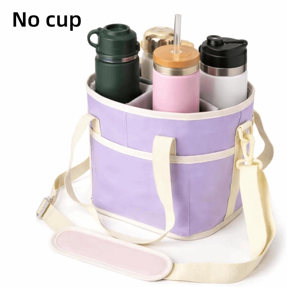 

No-Spill Car Drink Carrier Bag with Adjustable Strap Large Capacity Water Bottle Holder Size 4 Compartment Drink Bag