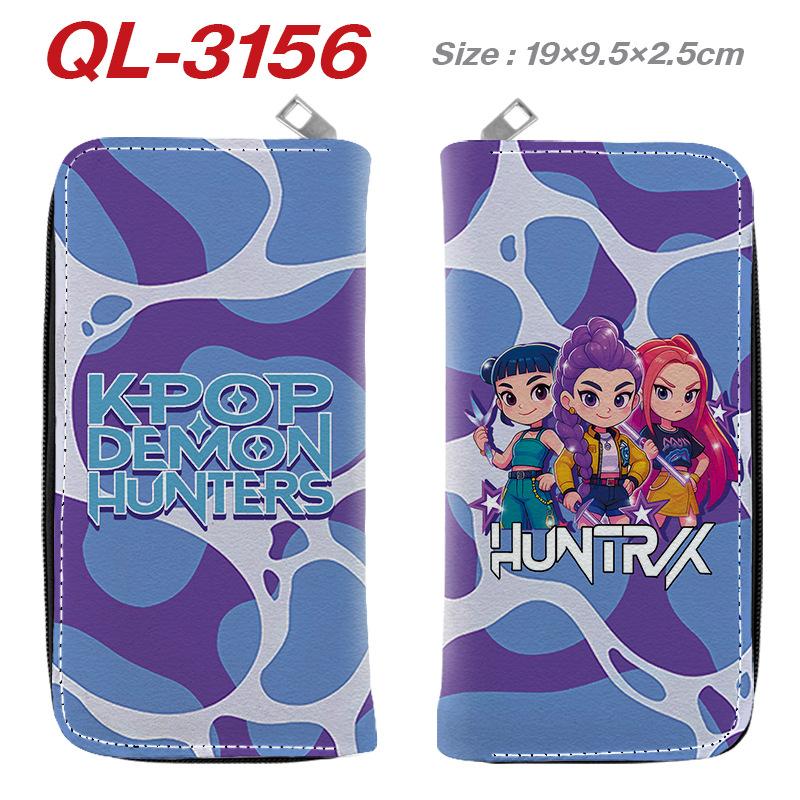 Portafoglio Lungo con Zip KPop Demon Hunters in Pelle PU Portamonete Cartone Animato per Donna Porta Carte Multipli Rosa