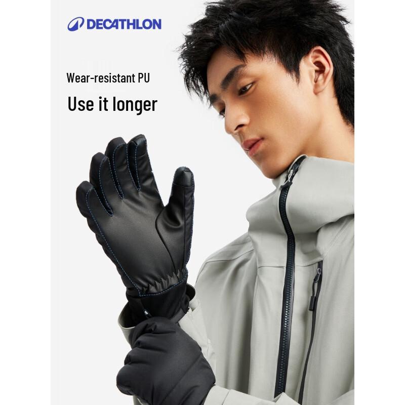 Decathlon Adult Windproof Waterproof Fleece-Lined Ski Gloves
